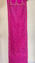 Handcrafted Silk Kantha Stitch Stole Rani colors - Image 6