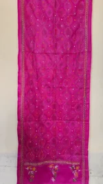 Handcrafted Silk Kantha Stitch Stole Rani colors