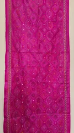 Handcrafted Silk Kantha Stitch Stole Rani colors - Image 2