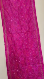 Handcrafted Silk Kantha Stitch Stole Rani colors - Image 4