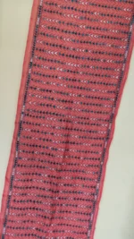 Handcrafted Pink color Silk Kantha Stole - Image 3