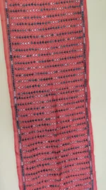 Handcrafted Pink color Silk Kantha Stole - Image 4