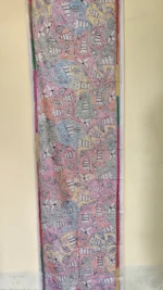 Silk Kantha Stitch Stole with Pastel Floral Vines Off-White - Image 4