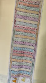 Off-White Silk Kantha Stitch Stole - Geometric and Minimal Spiral Pattern - Image 2