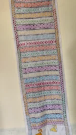 Off-White Silk Kantha Stitch Stole - Geometric and Minimal Spiral Pattern - Image 3
