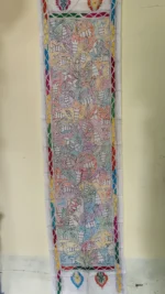 Off-White Silk Kantha Stitch Stole with Pastel Floral Vines - Image 5