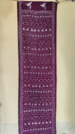 Maroon Silk Kantha Stitch Stole – Floral Embroidery
