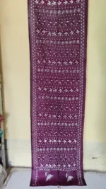 Maroon Silk Kantha Stitch Stole – Floral Embroidery - Image 4