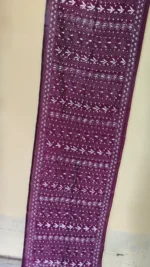 Maroon Silk Kantha Stitch Stole – Floral Embroidery - Image 2
