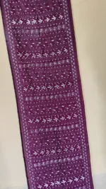 Maroon Silk Kantha Stitch Stole – Floral Embroidery - Image 3
