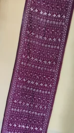 Maroon Silk Kantha Stitch Stole – Floral Embroidery - Image 5