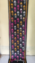 Dark Green Silk Kantha Stitch Stole with Multicolor Leaf Motifs - Image 5