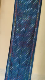 Silk Kantha Stitch Stole Peacock color - Semi-circular Design - Image 4