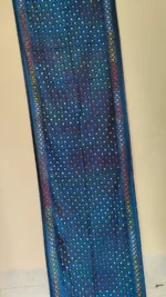 Silk Kantha Stitch Stole Peacock color - Semi-circular Design - Image 3