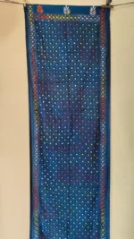 Silk Kantha Stitch Stole Peacock color - Semi-circular Design - Image 2