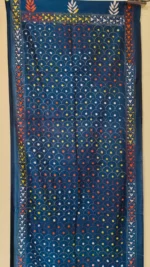 Silk Kantha Stitch Stole Peacock color - Semi-circular Design - Image 5