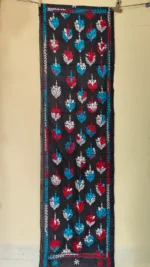 Black Silk kantha Stole -  flower design - Image 5