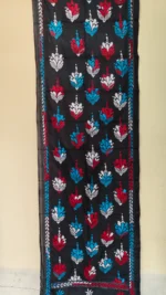 Black Silk kantha Stole -  flower design