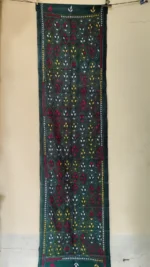 Emerald Green Silk Kantha Stitch Stole – Geometric Tribal Embroidery - Image 5