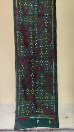 Emerald Green Silk Kantha Stitch Stole – Geometric Tribal Embroidery - Image 4