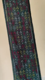 Emerald Green Silk Kantha Stitch Stole – Geometric Tribal Embroidery - Image 2