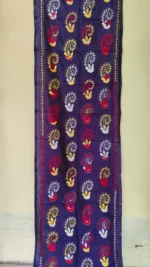 Silk Kantha Stitch Stole flower Deep Purple color