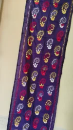 Silk Kantha Stitch Stole flower Deep Purple color - Image 3