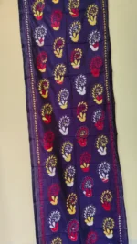 Silk Kantha Stitch Stole flower Deep Purple color - Image 4