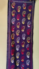 Silk Kantha Stitch Stole flower Deep Purple color - Image 5