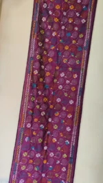 Maroon Silk Kantha Stole - Minimal Spiral Design - Image 2