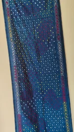 Silk Kantha Stitch Stole Peacock color Yellow and white flower - Image 4