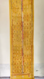 Handcrafted Yellow Silk Kantha Stitch Stole – Multicolor Floral Embroidery