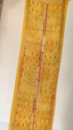 Handcrafted Yellow Silk Kantha Stitch Stole – Multicolor Floral Embroidery - Image 3