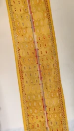 Handcrafted Yellow Silk Kantha Stitch Stole – Multicolor Floral Embroidery - Image 4
