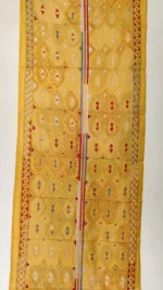 Handcrafted Yellow Silk Kantha Stitch Stole – Multicolor Floral Embroidery - Image 2