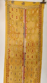 Handcrafted Yellow Silk Kantha Stitch Stole – Multicolor Floral Embroidery - Image 5
