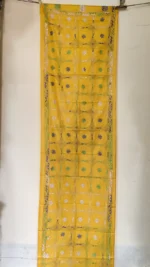Hand Work Silk Kantha Stitch Stole Yellow - Image 4