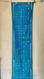 Hand Work Blue Silk Kantha Stitch Stole - Image 2