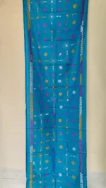 Hand Work Blue Silk Kantha Stitch Stole