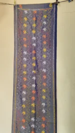 Silk Kantha Stitch Stole – Dual tone Silver color - Image 4