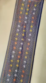 Silk Kantha Stitch Stole – Dual tone Silver color - Image 2