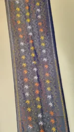 Silk Kantha Stitch Stole – Dual tone Silver color - Image 3