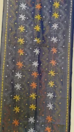 Silk Kantha Stitch Stole – Dual tone Silver color - Image 5