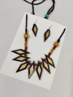Bamboo Handmade Jewellery Set – Tribal Style Necklace & Earrings - Image 2