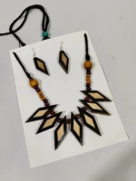 Bamboo Handmade Jewellery Set – Tribal Style Necklace & Earrings - Image 3