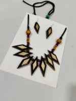Bamboo Handmade Jewellery Set – Tribal Style Necklace & Earrings - Image 4