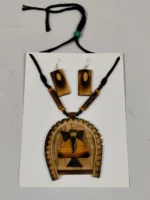 Handmade Bamboo Jewellery Set – Tribal Pendant Necklace with Earrings - Image 4