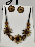 Handmade Bamboo Flower Jewellery Set – Tribal Style Necklace with Earrings