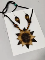 Bamboo Handmade Jewellery Set – Tribal Style Necklace & Earrings Set - Image 3