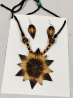 Bamboo Handmade Jewellery Set – Tribal Style Necklace & Earrings Set - Image 4